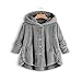 Produktbild Felicove Damen Pullover Mantel Frauen Knopf Mantel Mode Plüschmantel Flauschige Schwanz Tops Kapuze Steppjacke Pullover Lose Pullover Herbst Winter Warme Wintermantel