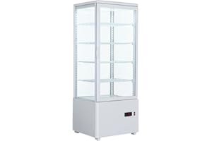 RISTOATTREZZATURE - Frigo vetrina bibite pasticceria refrigerata 4 lati in vetro bianca 98 lt +2 +10 °C 44,7x40x111,9h cm