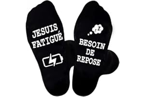 Zemolo Chaussettes Fantaisie Humour Homme Coton Funny Socks, Chaussettes de Sport Femme Chaussettes Drôles Chaussettes Courtes Fantaisie Nouveauté Noël Cadeaux pour Père Grandpère(Fatigue)