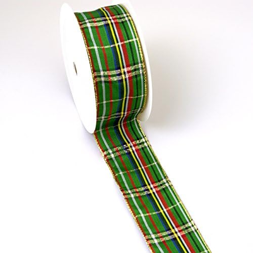 Plaid Lurex Thread Tape - Green - 40 mm Wide - Role 20 M - 44536-40-20-67