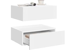 ‎WOLTU WOLTU 2er Set Nachttisch hängend,Wandregal mit Schublade, Nachtschrank Wandmontage, 40x30x14 cm,Nachtkästchen zum Einhängen,schwebende Nachtkommode, modern, weiß für Schlafzimmer Wohnzimmer, NTS24ws-2