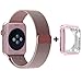 Produktbild Für Apple Watch Armband 42mm, VIKATech Silikon Schutzhülle + Milanese Schlaufe Edelstahl Smart Watch Armbänder mit einzigartiger Magnetverriegelung ohne Schnalle für Apple Watch Armband 42mm Series 1 / 2, Sport, Edition, Nike+, Rose Gold