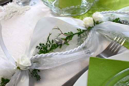 Tischdeko Ehrenplatz Kommunion Konfirmation Weiß Grün - 3