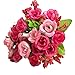 Produktbild happy event Unechte Blumen | 2 Bündel 21 Köpfe Rose Künstliche Deko Blumen Gefälschte Blumen | Braut Hochzeitsblumenstrauß für Haus Garten Party Blumenschmuck (Rosa)