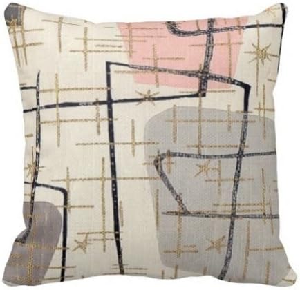 PatriciaStore Decorative Cotton Linen Throw Pillow Cover Case Mid Century Modern 18 Inch set of 1