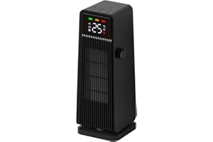 QGKPL Electric Heater, Portable Ceramic Fan Heaters, 1500W Energy Efficient Space Silent Room Heater, Thermostat 3 Modes 12H Timer, Overheat & Tip Over Protection, for Bedroom, Camping，Black