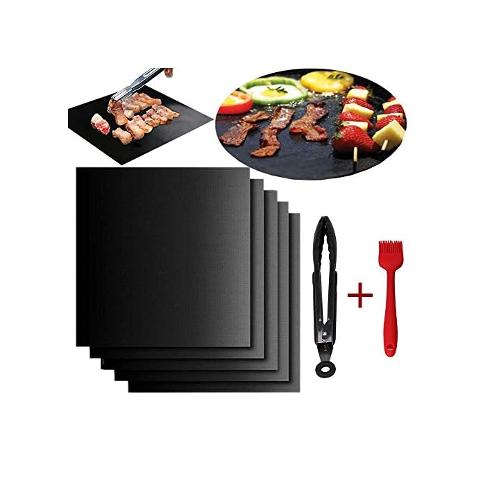 Bbq Matte 5er Set Zum Grillen Und Backen Antihaft Wiederverwendbar Grillmatte Fda Approval Einsatz Auf Erdgas Holzkohle Weber Style Grillsperfekt Fr Fleisch Fisch Und Gemse 40 X 33cm Schwarz