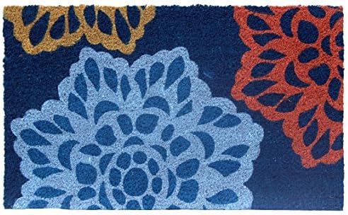 "Flower Mat 3" Doormat by Castle Mats, Size 18 x 30 inches, Non-Slip, Durable, Made Using Odor-Free Natural Fibers