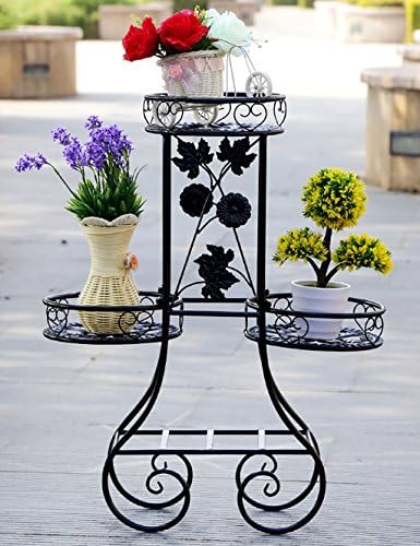 XUEWENZHE Flower Stand Creative Iron European Style Flower Rack Simple Multilayer Ladder Flower Rack Balcony Floor Planter Shelf Simple Modern Living Room Indoor Flower Rack Flower Pot Shelf ( Color : A )