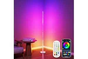 LASTAR LED-Stehlampe, Smart-RGB+IC-Ecklampe mit Fernbedienung und App, dimmbar, 16 Millionen Farben, Ambientelicht, Musiksynchronisierung, DIY-Modus und Tming-Funktion für Schlafzimmer, Spielzimmer