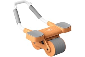 BEBAPOW Ab Roller Wheel, Automatic Rebound Abdominal Trainer for Core Workout and Muscle Training at Home, Abs Roller Machine with Elbow Support & Knee Pad for Men & Women Exercise