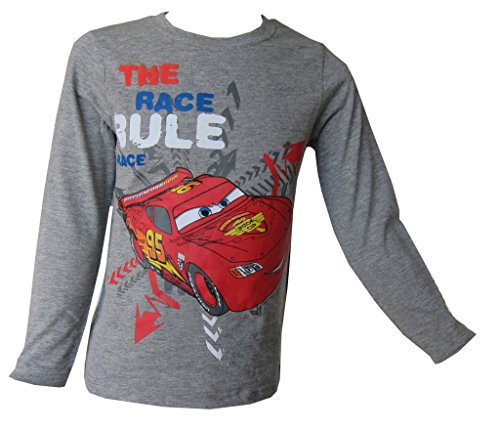 Disney Cars Lightning McQueen Boys Long Sleeved Top 100% Cotton 3,4,5,6,8Y (4 Years / Height 104cm, Grey)