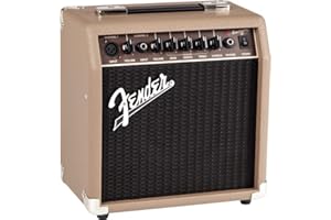 Fender Acoustasonic 15, Amplificador Combo para Guitarra Acústica, 15W, Color Marrón, Entrada Doble (Micrófono + Guitarra), Óptimo para Cantautores