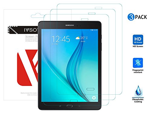 IVSO Samsung Galaxy tab A 9.7 Displayschutzfolie mit ultra Stärke, ultra klare Transparenz Crystalclear Displayfolie für Samsung Galaxy Tab A T555N T550N 24,6 cm (9,7 Zoll) Tablet PC Schutzfolie (3 Stück) , Crystal Clear