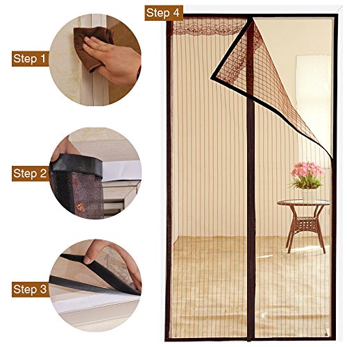 Magnet Fliegengitter Tür Moskitonetz Tür 90×210 cm,Yica Insektenschutz Magnet Vorhang Fliegenvorhang für Balkontür Wohnzimmer - 5