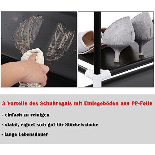 Songmics 5 Schicht Schuhregal Schuhständer aus hochwertigem Kunststoff, für 25 paar Schuhe 88 x 90 x 29 cm schwarz LSC05H - 3