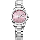 SHENGKE Minimalist Quartz Watches for Women with Date Stainless Steel Bracelet and Fashion Color Dial