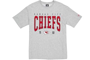 Kansas City Chiefs NFL Oversized T-Shirt Satin Applique Patch Logo Heather Gray T-Shirt Mixte