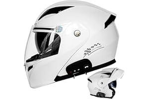 BDTOT Motorcycle Helmet Flip Up Bluetooth Anti-Fog Double Visor Full Face Flip Up Motorbike Locomotive Helmet Built-in Speaker Headset Microphone for Automatic Answering DOT/ECE Approved