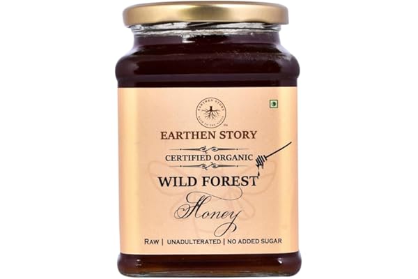 Earthen Story Certified Organic Wild Forest Honey 1 kg NMR Tested & Lab Tested for 290+ Pesticides Certified Organic (NPOP) & Traceable with Transaction Certificate Raw Honey in Glass Jar