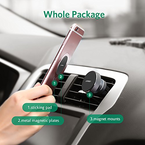 UGREEN Supporto Auto, Supporto Magnetico Cellulare per Auto Porta Cellulare Bocchette dell'Aria Rotazione di 360 Gradi per iPhone X/ 8/ 8+, Samsung S9/ S9+/ S8/ S8+, Huawei P20/ P20 Lite, LG V30, etc.
