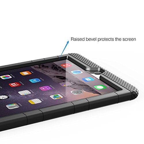 MoKo Hülle für Apple iPad Air 2 – Silikon + Schwarz hartem Polycarbonat Protector mit faltbarer Standplatz-Abdeckungs-Fall Kickstand Tasche Schutzhülle Case für Apple iPad Air 2/iPad 6 9.7 Inch Tablet, Schwarz - 7