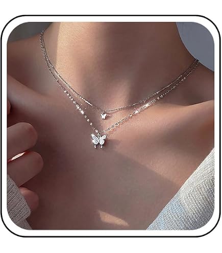 Merryshine Collana con Ciondolo a Cuore Delicato in Argento Sterling 925 con Farfalla Ti Amo e Zirconia Cubica