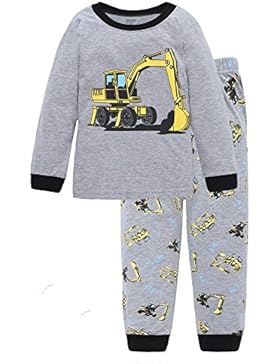 Qtake Fashion Jungen Schlafanzug Baumwolle Lange Herbst Winter Kinder Pyjama