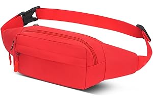 RIDIRUN Bumbags Waist Fanny Packs for Men Women Fashion Bum Bag with Adjustable Belt for Sport Running Hiking Travel Cycling Walking Dog Boys Ladies (Red)