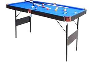 AIPINQI Pool Table, 55 in Folding Billiard Table with Pool Balls Billiard Set for Adults/Kids Mini Pool Game Table Includes Cues, Triangle, Chalk, Brush,Steady Snooker Game Set for Family Time