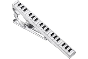 RunootPR Music Tie Clip for Men Silver Black Tie Bar Clip Fashion Tie Pin Wedding Holiday Party Jewelry Gift