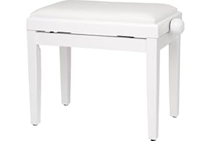 Steinmayer Pianobank Weiß-matt (Höhenverstellbar von 47-56cm, Spindelmechanik, Sitzfläche 55 x 32cm, weißer Velourbezug, stabil)