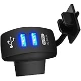 Mintice™ KFZ Motorrad USB Zigarettenanzünder Adapter Steckdose mit Decke 12V KFZ Dual für MP3 Player Blau LED