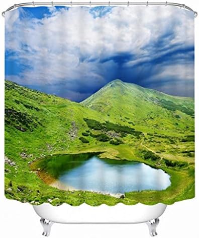 Polyester curtains of shower water clear 3D small swimming pool trois dimensions space inaccessible digital and visual impression Mold Decoration Room Bathroom Bathtub Cut off thick curtain suspended , 180 cmx width 200cm high