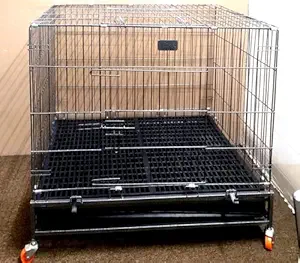 Big &Adult Dog Heavy Duty Dog Crate Strong Iron Large Dog Cage 49 INCH Black Colour with Wheel 02