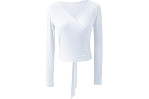 TSSOE Damen Ballettjacke Tanzjacke Bolero Langarm Tanzoberteil Wickeljacke Wickel Tops Ballett Tanz Yoga Gymnastik T-Shirt Tanzbekleidung Dancewear