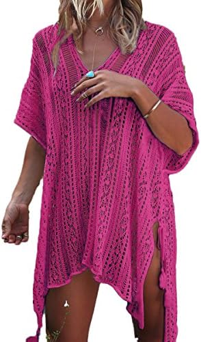 LANMWORN Women’s 20 Styles Crochet Knitted Tassel Tie Kimono Beachwear Cover up, Bikini Swimsuit Holiday Cardigan Coverups.