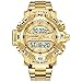 Produktbild Men ' S Waterproof Watch Double Movement Electronic Watch Steel BEG Quarz Watch with Luminous Calendar Week Display Gold