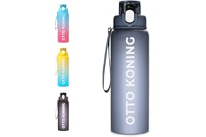 Otto Koning Bouteille d'eau, 1L Bouteille d'eau de Sport-Matière Tritan, sans BPA et Non Toxique, Gourde à avec Brosse de Nettoyage, étanche, idéale pour Le Gymnase et Les Sports de Plein air