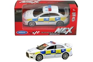 D.A.Y. Republic Official Licensed Mitsubishi Lancer Evolution X Police Interceptor Car 1:34 Scale Metal Die Cast Pull Back Action Toy Model Evo