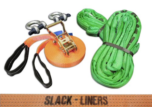 Juego de 6 slackline (25 mm de ancho, 10 m de largo - con Hebilla - Nuevo y de alta calidad *