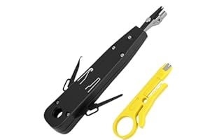 QWORK® Profesjonalny zestaw narzędzi do dziurkowania Ethernet do RJ45 Cat5/Cat6/Cat7, zawiera narzędzie do zdejmowania izolacji