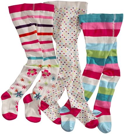 wellyou girls Tights - Baby Tights - Children's leggings, pantyhose for kids, Ecru Colour Pack of 3, size 62-146