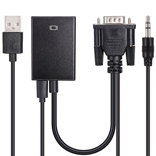Zacro Cable de Conversor de VGA a HDMI con Alimentación USB y Soporte de Audio para TV Ordenador Proyector Smart TV Box Portátil, Resolución de 720P /1080P