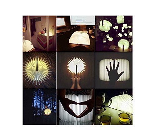 Gearmax® Holz Dekorative LED Nachtlicht Booklight LED Folding Buch Design Wandlampe Kunstlicht mit 2500mAh Lithium 500Lumens Stehlampe (Warmweiß) - 3