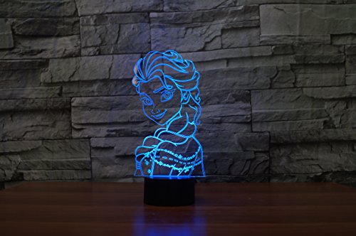 Elsa Hologramm 3d Lampe Nachttischlampe, Nachtlicht fürs Kinderzimmer, LED Lampe fürs Wohnzimmer - 4