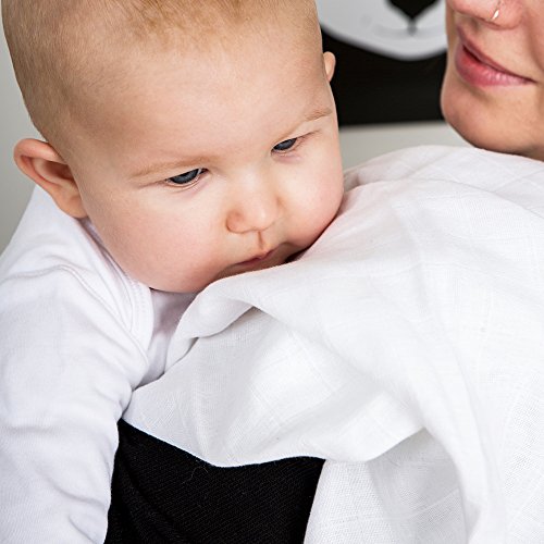 Emma & Noah Mullwindeln, 10er Pack, 100% Baumwolle, Oeko-Tex 100, kochfest 90°C, 70 cm x 70 cm, kuschelig weiche Baby Spucktücher, Farbe: Weiß, ideal als Mulltücher, Stoffwindeln, Molton-Tücher, Stilltuch, Schmusetuch - 3
