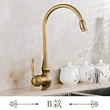 Eeayyygch Wasserhahn Bronze Wasserhahn heiße und kalte Küchenarmatur Einlochmontage Schwenker Wasserhahn Keramik Disc Patrone D (Farbe : B)