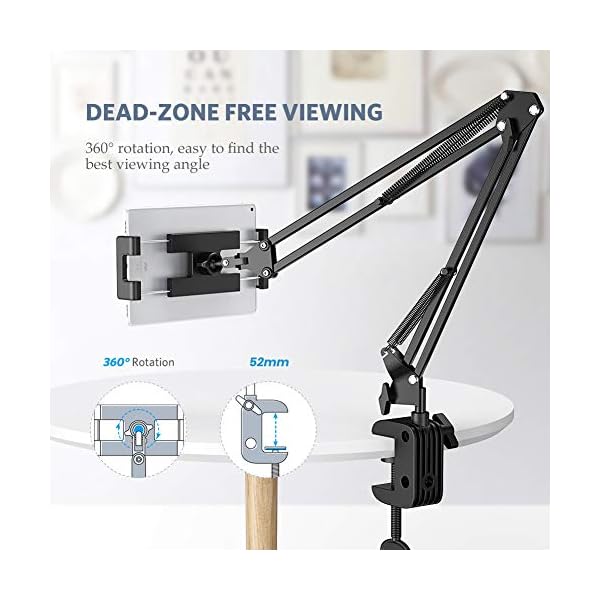 UGREEN Soporte Metálico Tablet y Móvil, Brazo Articulado Multiángulo Pinza Ajustable para 4-12.9 Pulgadas Surface Pro 4… - Image 4