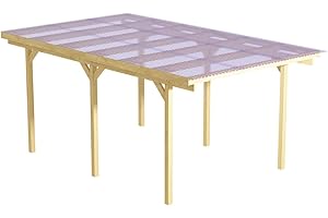 WOOD & PLAY Wood&Play Granit I Abri de Garage pour Une Voiture - Finition de Haute qualité - Auto-Assemblage - Stable et Durable - Polyvalent - 300x500cm (poteaux 210cm) + Toit en PVC